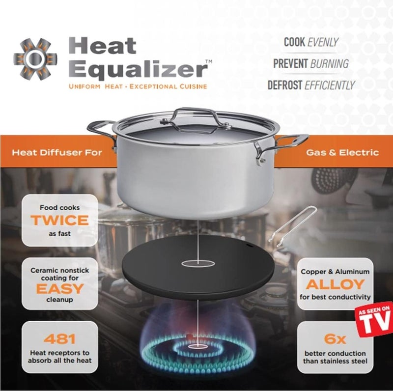 Heat Equalizer -8 inch Black Ceramic Finish Heat Diffuser – Aluminum & Copper Alloy for Gas & Electric Stoves-Hot Plate & Burner Cover-Simmer plate - Image 3